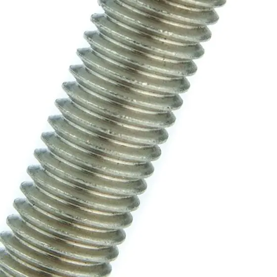 Barra roscada de inox, detalhe fechado da rosca